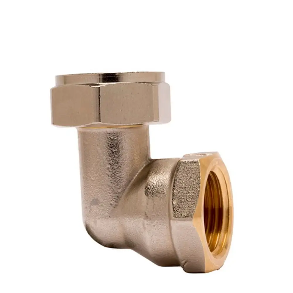 Messing-Winkelanschluss mit Außengewinde und Innensechskant für Kombi-Kupplungen, gefertigt von IMI Hydronic Engineering.
